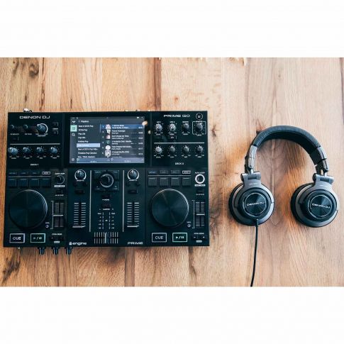Denon DJ PRIME GO 2-Deck Rechargeable DJ Console with 7" Touchscreen Headphones