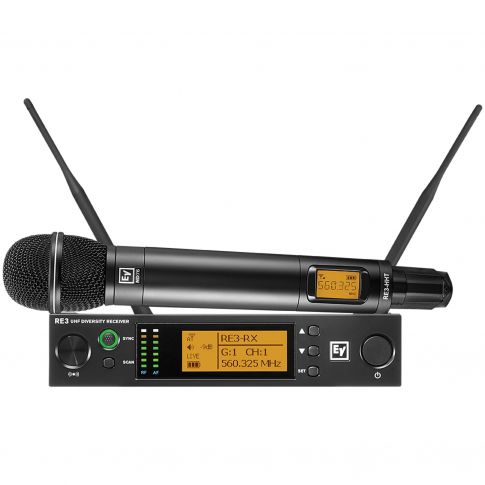 Electro-Voice UHF Handheld Wireless Set Featuring ND76 Microphone Front