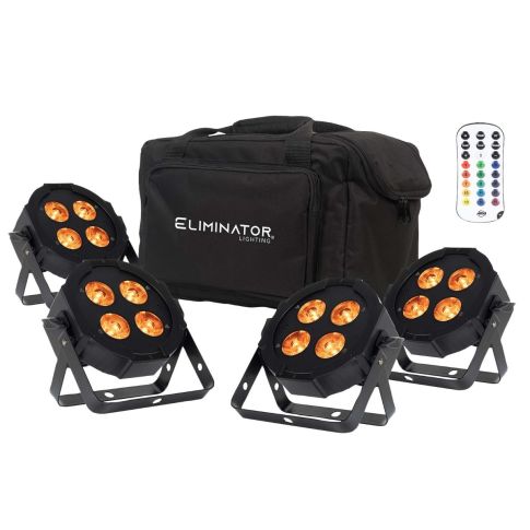 Eliminator Lighting Mega Flat Hex L PAK4 4 Par Pak with Wired Network
