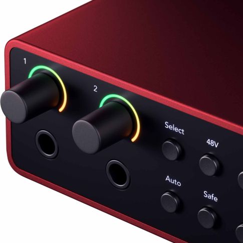 Focusrite Scarlett 4i4 4th Gen 4-in 4-out USB Audio Interface Knobs