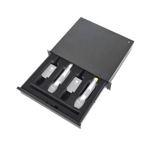 Gator Cases GRW-DRWWRLSS Rackworks Series 3U Wireless Microphone Drawer Open Angle