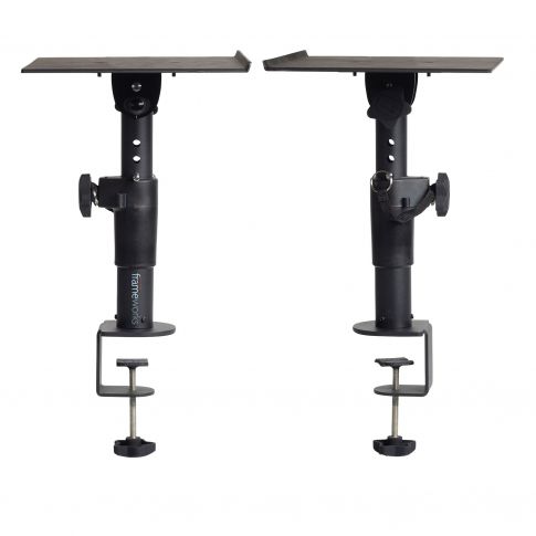 Gator Frameworks GFWSPKSTMNDSKCMP Adjustable Clamp-On Monitor Stands Pair Facing