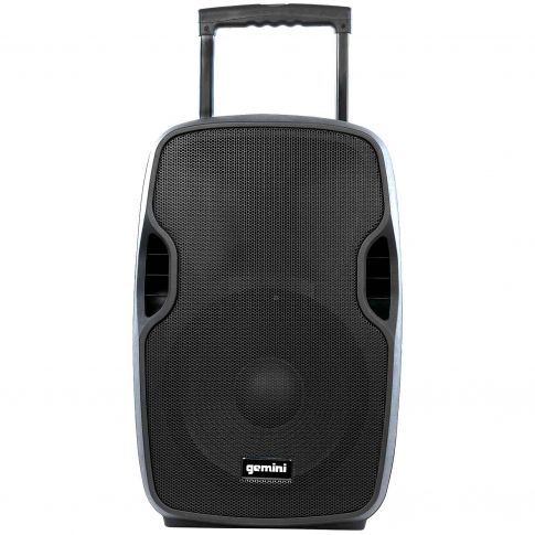 Gemini DJ AS-12TOGO 12" Active Battery Powered Loudspeaker Front View with Handle