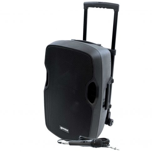Gemini DJ AS-12TOGO 12" Active Battery Powered Loudspeaker Left Angle View with Handle