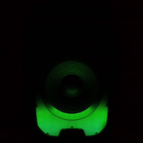 Gemini PartyBox Rave15 15" Powered Speaker with LED Action and Cover Bottom Green