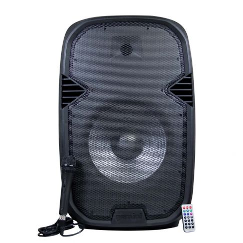 Gemini PartyBox Rave15 15" Powered Speaker with LED Action and Cover Main Front