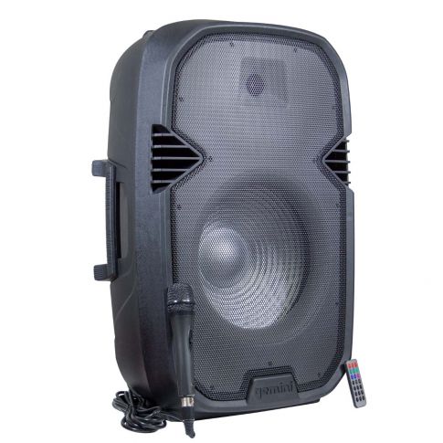 Gemini PartyBox Rave15 15" Powered Speaker with LED Action and Cover Main Right