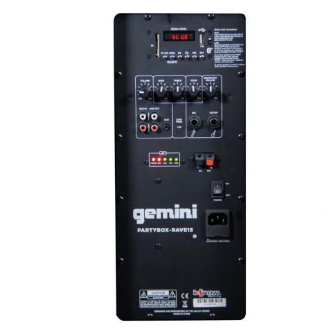 Gemini PartyBox Rave15 15" Powered Speaker with LED Action and Cover Panel