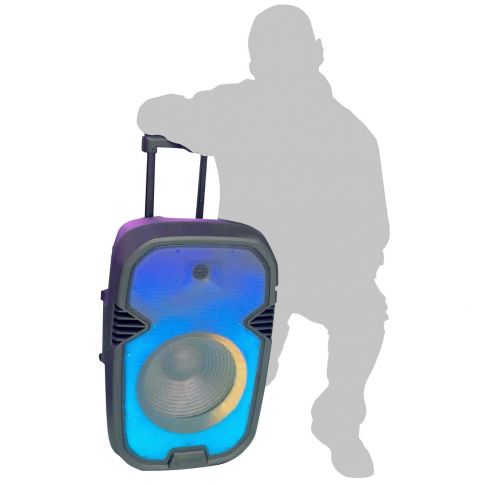 Gemini PartyBox Rave15 15" Powered Speaker with LED Action and Cover Person 2