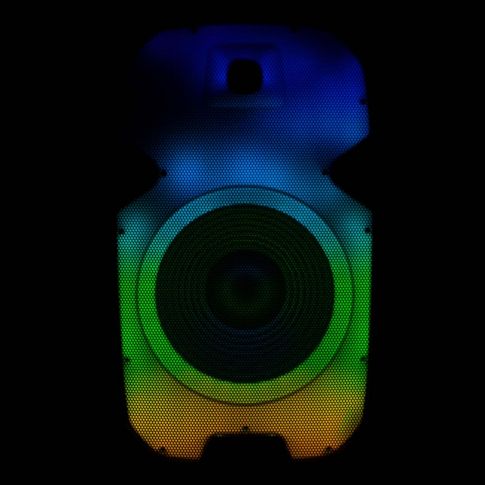 Gemini PartyBox Rave15 15" Powered Speaker with LED Action and Cover Blue Green Yellow