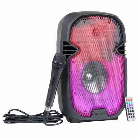 Gemini PartyBox Rave8 8" Powered Speaker with LED Action and Cover Main Color
