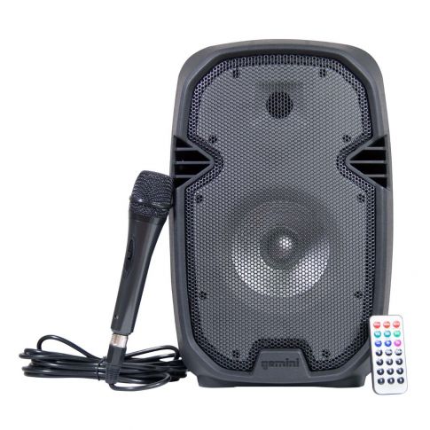 Gemini PartyBox Rave8 8" Powered Speaker with LED Action and Cover Main Front