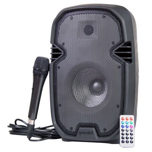 Gemini PartyBox Rave8 8" Powered Speaker with LED Action and Cover Main Left