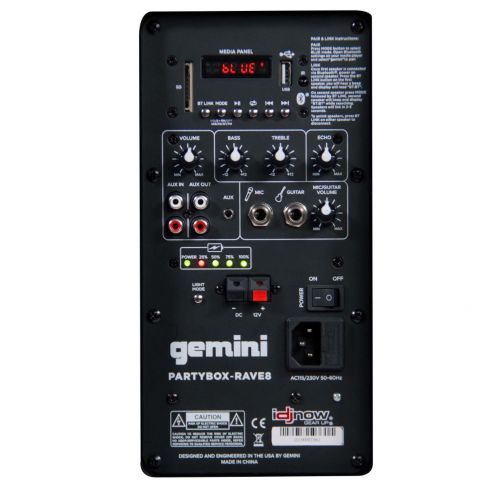Gemini PartyBox Rave8 8" Powered Speaker with LED Action and Cover Panel