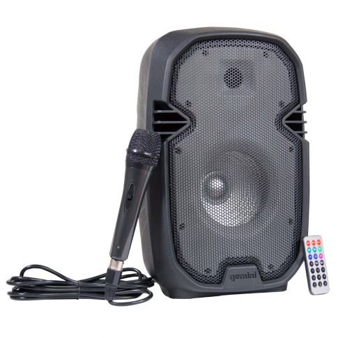 Gemini PartyBox Rave8 8" Powered Speaker with LED Action and Cover