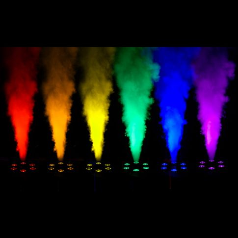 Chauvet DJ Geyser T6 Vertical Pyrotechnic-Like Fog Machine with 6 RGB LEDs Effect Shot