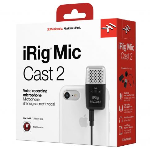 IK Multimedia iRig Mic Cast 2 Mobile Device Podcasting Microphone Box Left