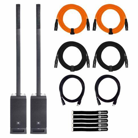 JBL IRX ONE Bluetooth Column PA Speakers 2-Pack with Cables