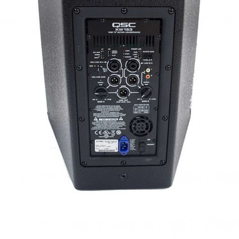 QSC KW153 1000 Watt 3-Way Active Speaker with 15” Woofer & 6.5" Midrange Woofer back close-up