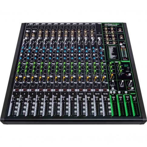 Mackie ProFX16v3 16 Channel 4-bus Professional Effects Mixer with USB Top Slant View