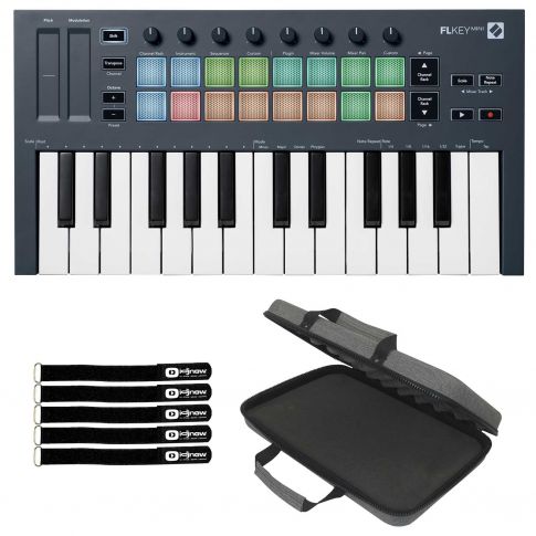Novation FLkey Mini Compact 25-Mini-Key MIDI Keyboard Controller with  Multipurpose EVA Carry Case Package