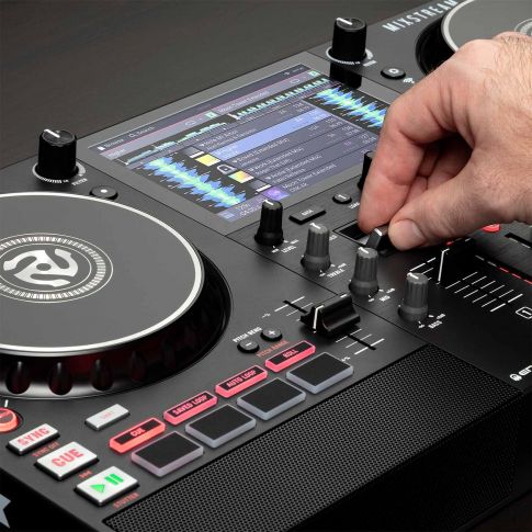 Numark Mixstream Pro Standalone DJ Console with Built-In Speakers Hand