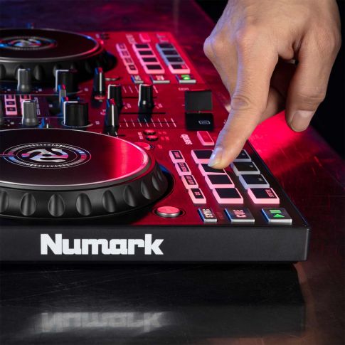 Numark Mixtrack Pro FX 2-Deck DJ Controller with FX Paddles Closeup Example Pads Section