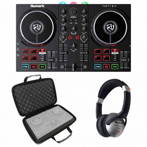 Numark Party Mix II DJ Controller with Professional DJ Headphones & Case  Package