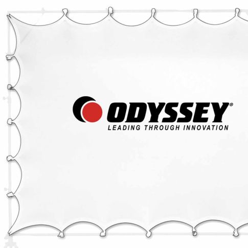 Odyssey LTMVSCREEN3 90" x 60" Projection Screen with 24 Attachments Left