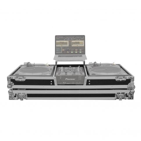Odyssey Universal Turntable DJ Coffin Case with Wheels for a 10-inch Format DJ Mixer & 2 Turntables In Battle Position [FZGSLBM10WR]