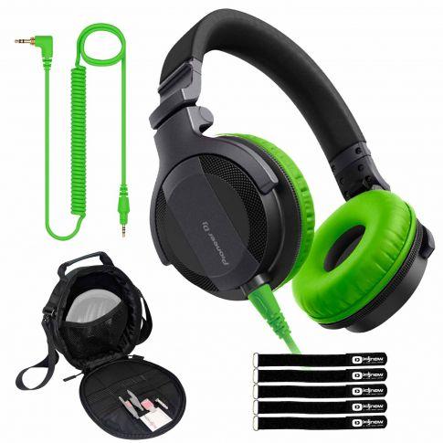 Pioneer DJ HDJ-CUE1 DJ Headphones with Green Ear Pad Accessories Package