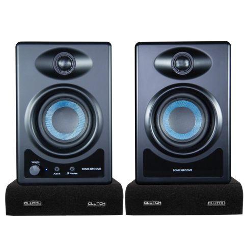 Powered Active Desktop Computer Recording DJ Monitor Speakers w Isolator Pads