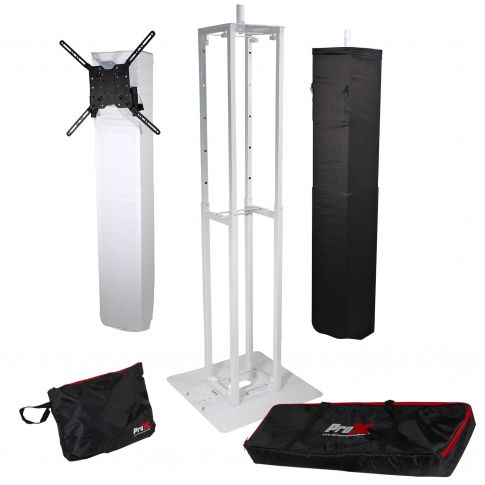 ProX Flex Totem TV White Adjustable Stage Totem with TV Mount & Scrims Main