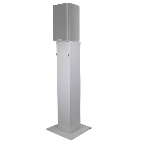ProX Flex Totem TV White Adjustable Stage Totem with TV Mount & Scrims Speaker Angle