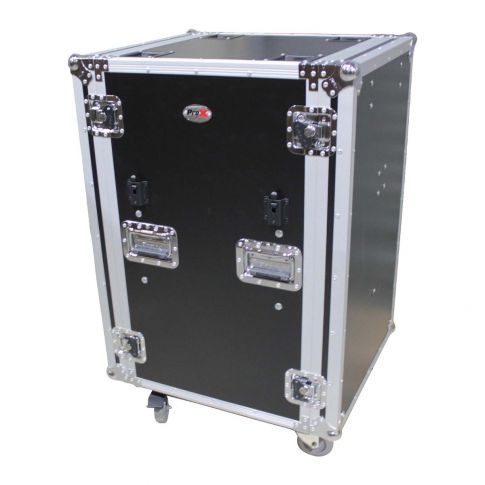 ProX T-16RSPWDT 16U Shockproof Rack Case with Side Tables and Casters Closed Left