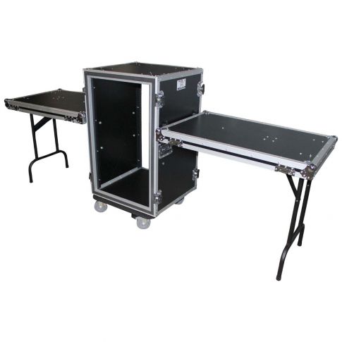 ProX T-16RSPWDT 16U Shockproof Rack Case with Side Tables and Casters Left