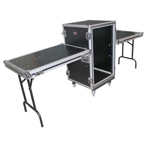 ProX T-16RSPWDT 16U Shockproof Rack Case with Side Tables and Casters Right
