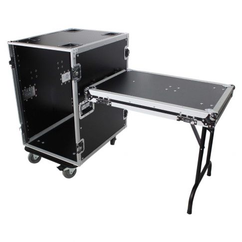 ProX T-16RSS24WDST 16U Space Rack Mount Flight Case with Side Tables Single Angle