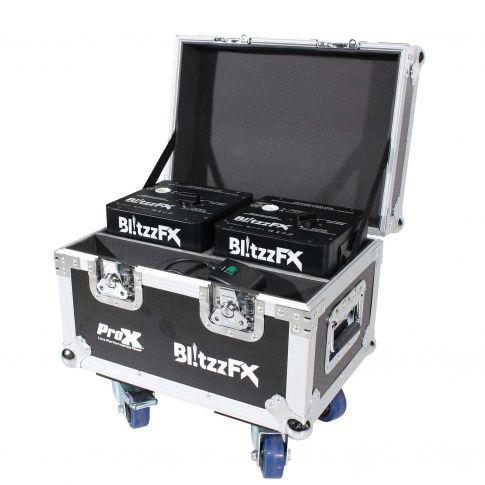 ProX X-BLITZZFX X2 Blitzz FX Cold Spark Machine -  Set of (2) with Flight Case & White Aluminum Covers - Store Demo