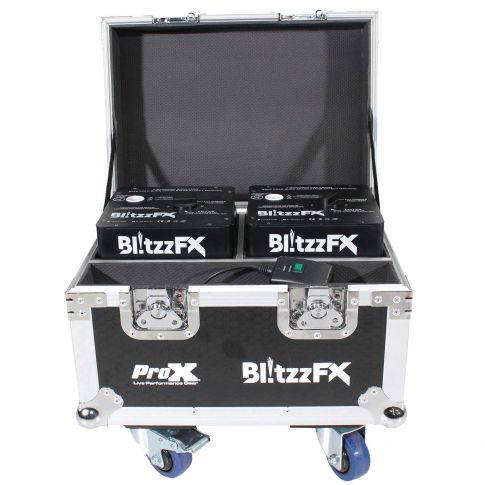 ProX X-BLITZZFX X2 Blitzz FX Cold Spark Machine -  Set of (2) with Flight Case & White Aluminum Covers - Store Demo