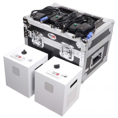 ProX X-BLITZZFX X2 Blitzz FX Cold Spark Machine -  Set of (2) with Flight Case & White Aluminum Covers - Store Demo
