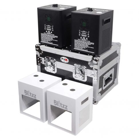 ProX X-BLITZZFX X2 Blitzz FX Cold Spark Machine -  Set of (2) with Flight Case & White Aluminum Covers - Store Demo