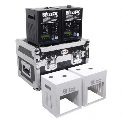 ProX X-BLITZZFX X2 Blitzz FX Cold Spark Machine -  Set of (2) with Flight Case & White Aluminum Covers - Store Demo