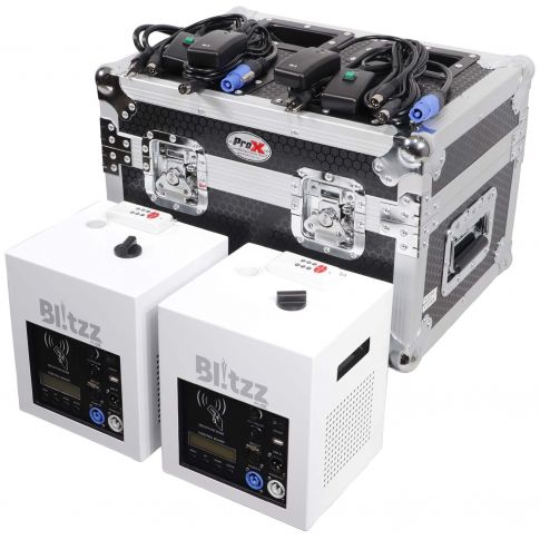ProX X-BLITZZFX X2 Blitzz FX Cold Spark Machine -  Set of (2) with Flight Case & White Aluminum Covers - Store Demo