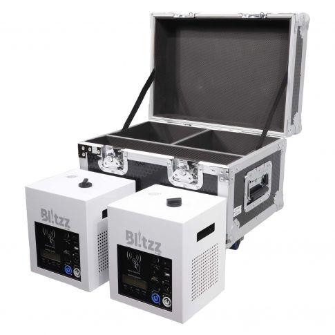 ProX X-BLITZZFX X2 Blitzz FX Cold Spark Machine -  Set of (2) with Flight Case & White Aluminum Covers - Store Demo