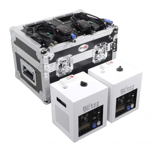 ProX X-BLITZZFX X2 Blitzz FX Cold Spark Machine -  Set of (2) with Flight Case & White Aluminum Covers - Store Demo