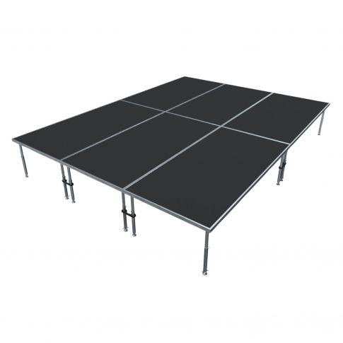 ProX XSQ-12X8 PKG-48 StageQ 8' x 12' 3-Stage Pack with Adjustable Legs Right