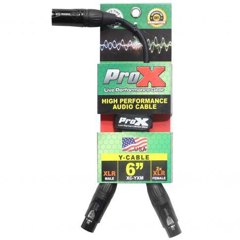 ProX 6" XLR-M to Dual XLR-F High Performance Audio Y Cable [XC-YXM] Front