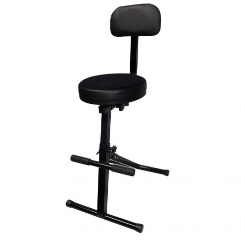Black triple screen support on legs from 19 to 32, angle plates adjustable  from 20 to 60°.