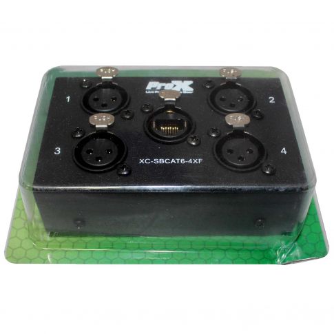 ProX XC-SBCAT6-4XF 4 Channel Cat6 Portable Snake Box - (4) XLR Female Connectors Package Bottom